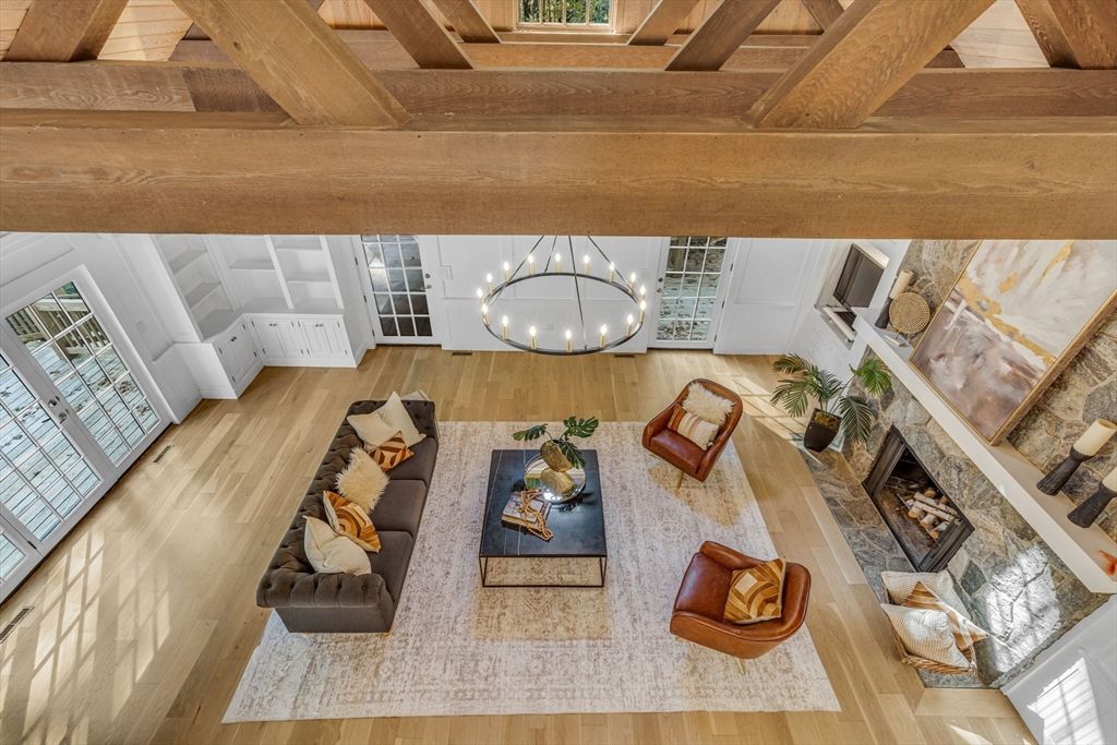 Fireplace, Interior, Living room, Wooden Beams, Wood Texture Flooring