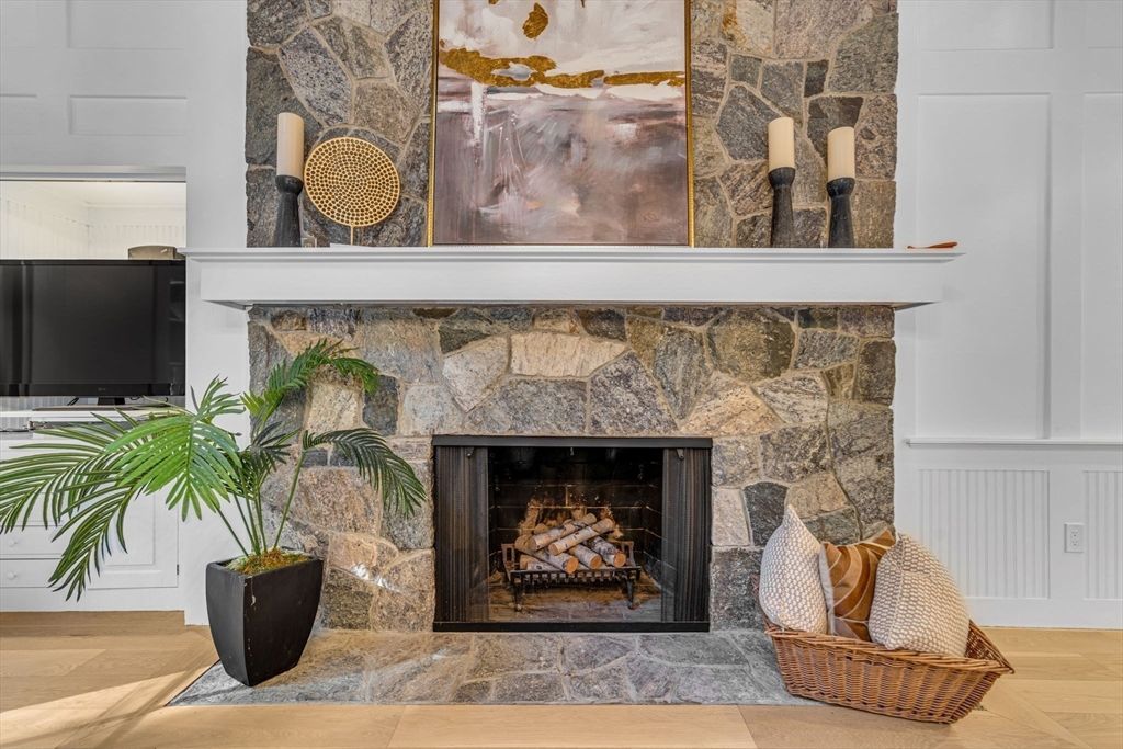 Fireplace, Interior, Stone Walls, Wood Texture Flooring