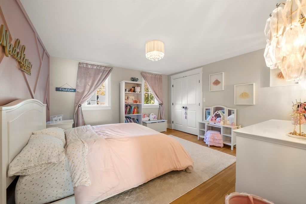 Bedroom, Chandelier, Interior, Wood Texture Flooring