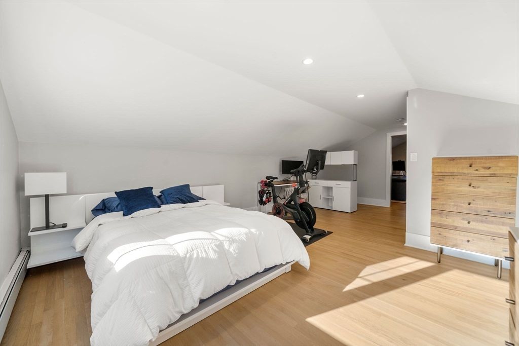 Bedroom, Fitness Equipment, Interior, Recessed Lighting, Wood Texture Flooring