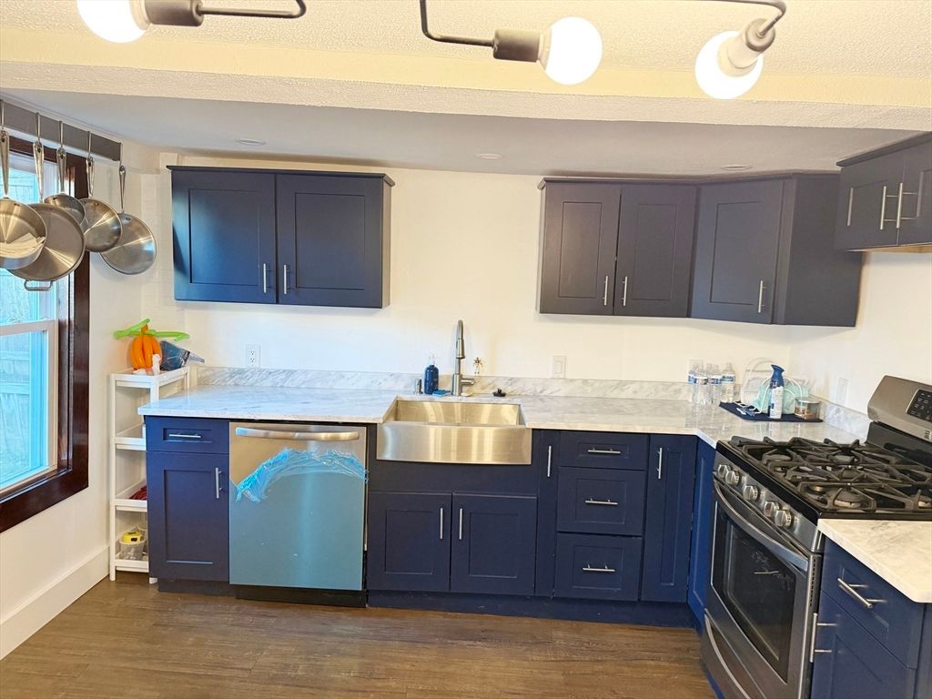 Interior, Kitchen, Stainless Steel Appliances, Wood Texture Flooring