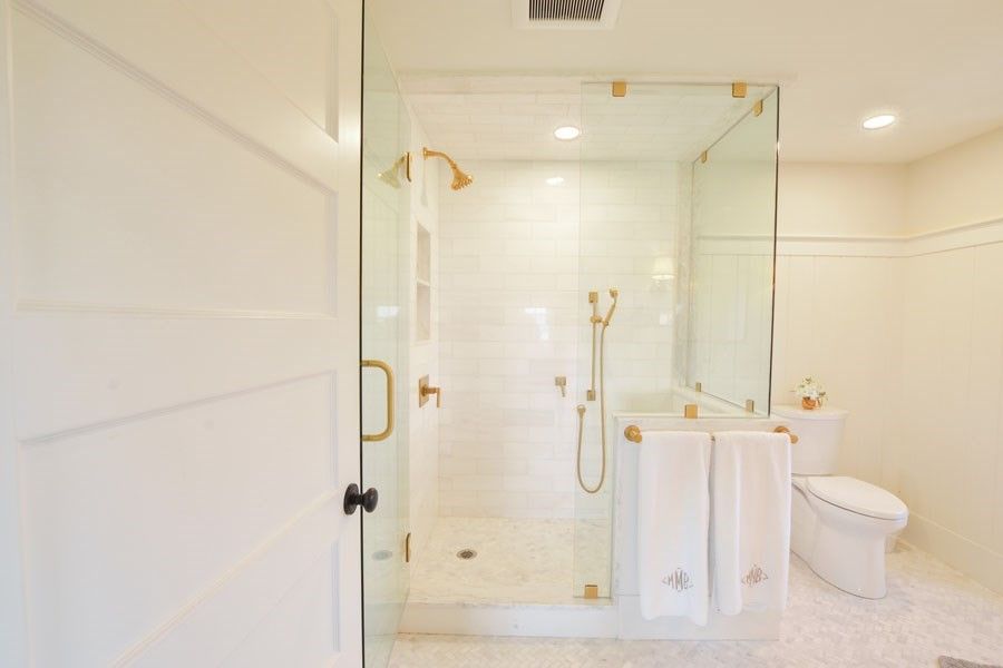Bathroom, Glass Shower, Interior, Recessed Lighting