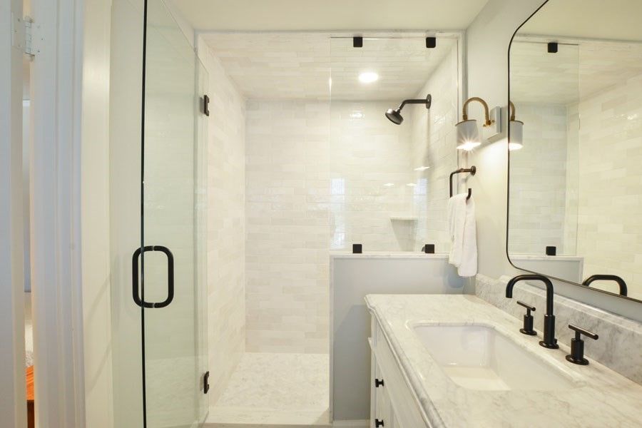 Bathroom, Glass Shower, Interior, Recessed Lighting