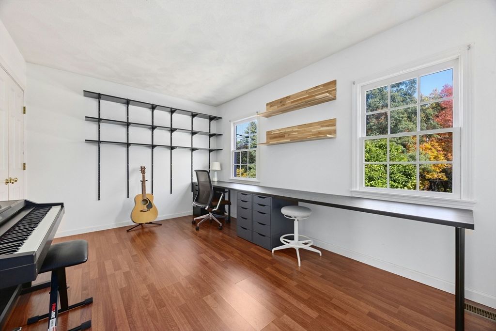 Home Office, Interior, Piano, Wood Texture Flooring