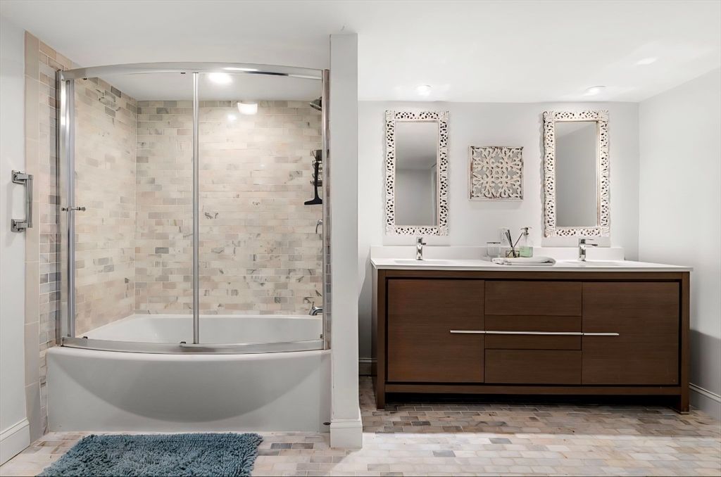 Bathroom, Dual Sink Vanities, Glass Shower, Interior, Recessed Lighting