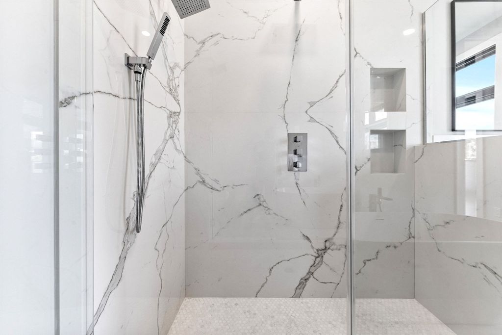 Bathroom, Glass Shower, Interior, Marble Walls