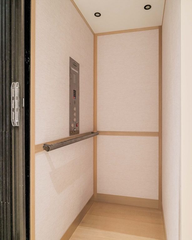 Elevator, Interior, Recessed Lighting, Wood Texture Flooring