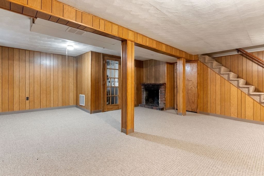 Empty room, Fireplace, Interior, Wooden Walls
