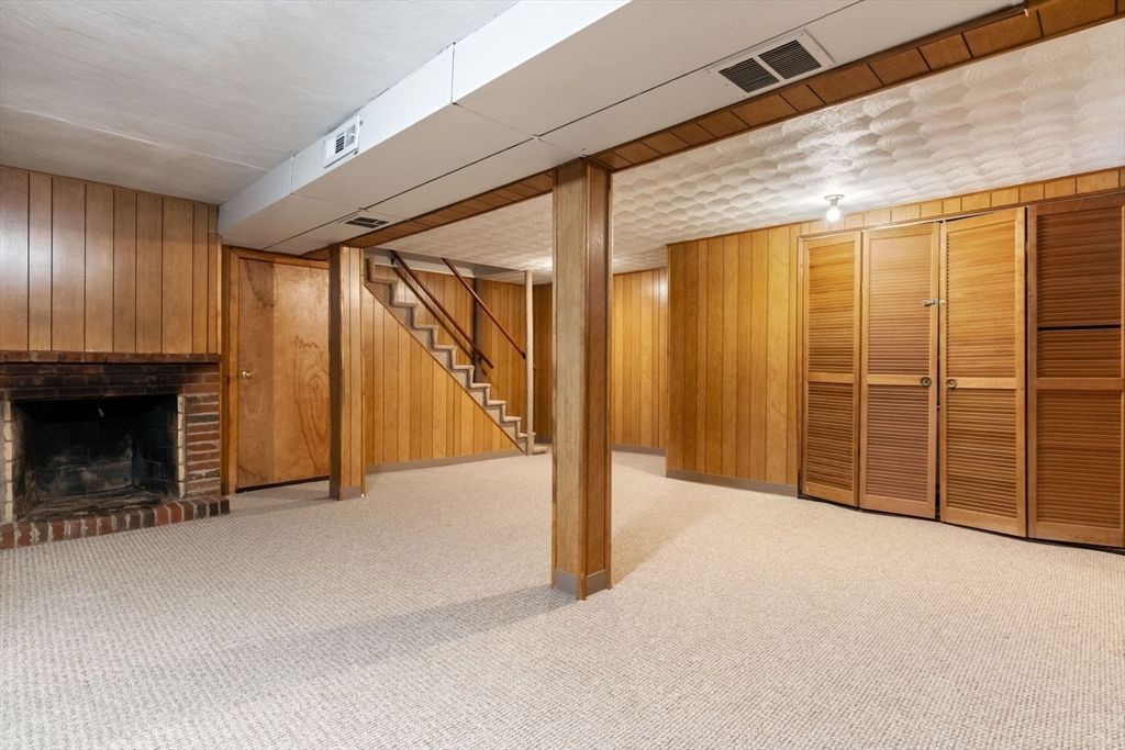 Empty room, Fireplace, Interior, Wooden Walls