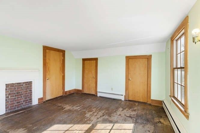 Empty room, Fireplace, Interior, Wood Texture Flooring
