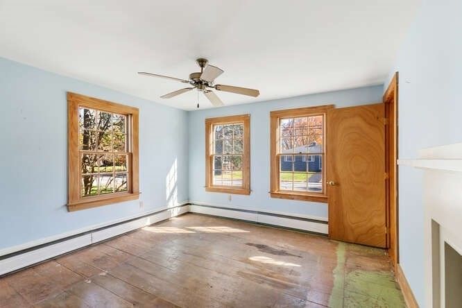 Empty room, Fireplace, Interior, Wood Texture Flooring