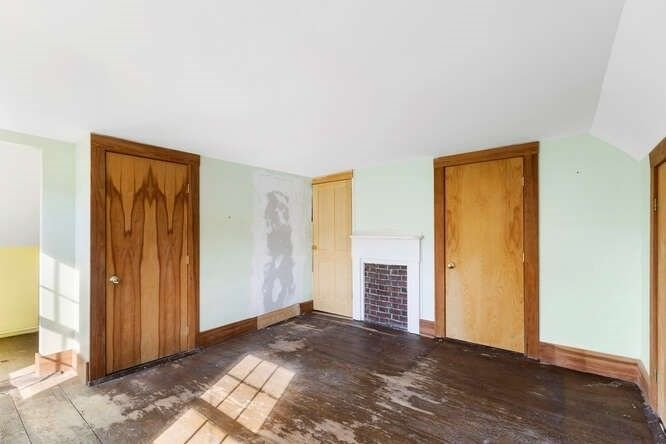 Empty room, Fireplace, Interior, Wood Texture Flooring