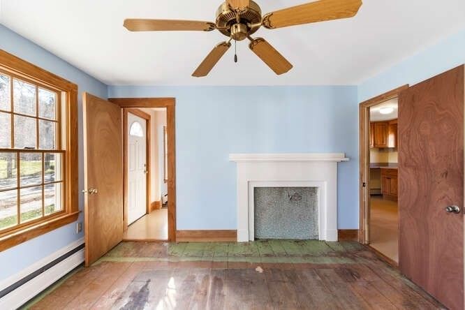 Empty room, Fireplace, Interior, Wood Texture Flooring