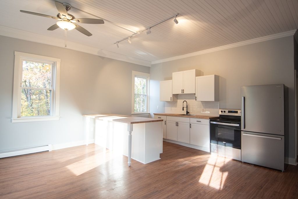 Interior, Kitchen, Stainless Steel Appliances, Wood Texture Flooring