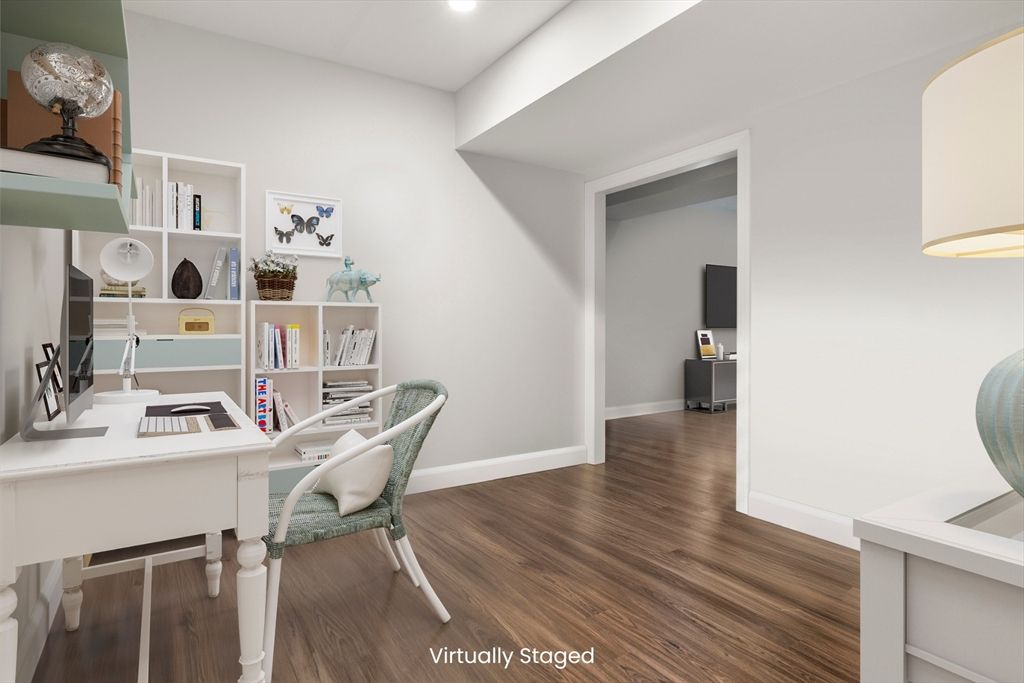 Home Office, Interior, Recessed Lighting, Wood Texture Flooring