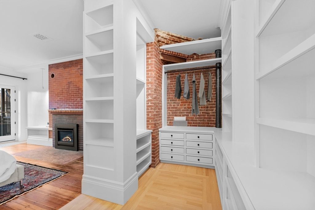 Fireplace, Interior, Stone Walls, Wood Texture Flooring