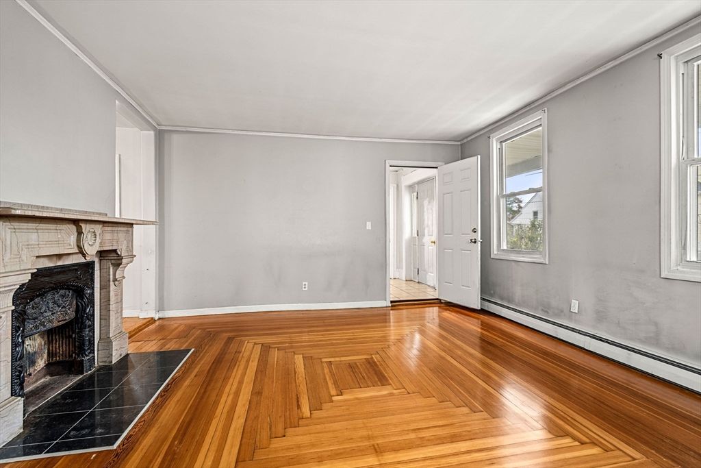 Empty room, Fireplace, Interior, Wood Texture Flooring