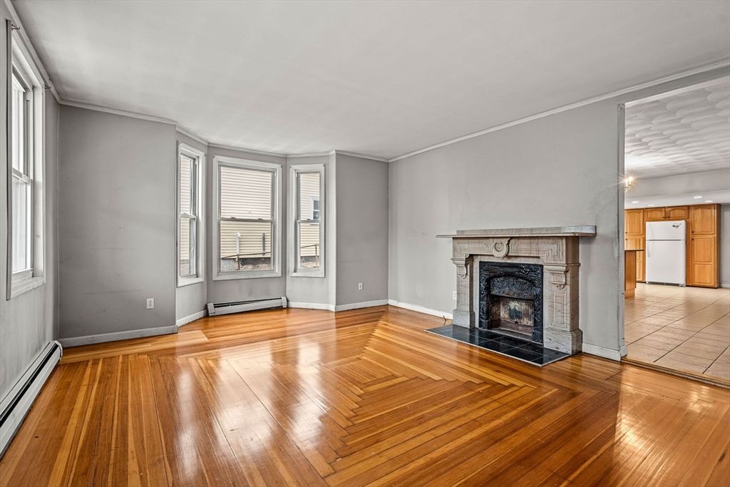Empty room, Fireplace, Interior, Wood Texture Flooring