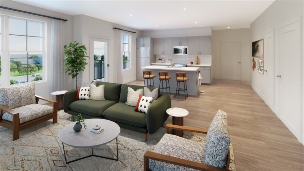 Interior, Kitchen, Living room, Recessed Lighting, Stainless Steel Appliances, Wood Texture Flooring