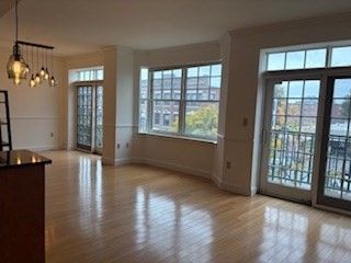 Empty room, Interior, Pendant Lights, Wood Texture Flooring