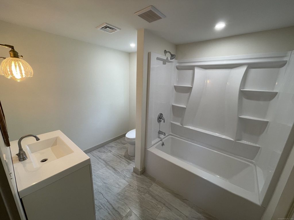 Bathroom, Interior, Recessed Lighting, Wood Texture Flooring