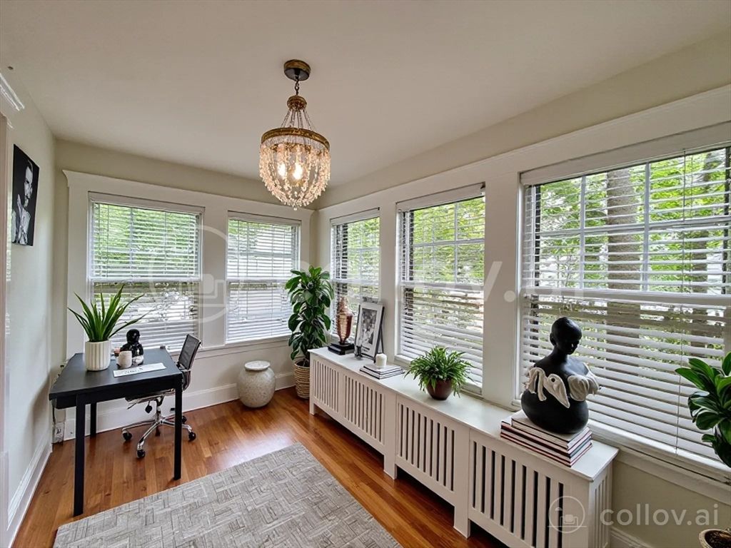 Chandelier, Home Office, Interior, Wood Texture Flooring