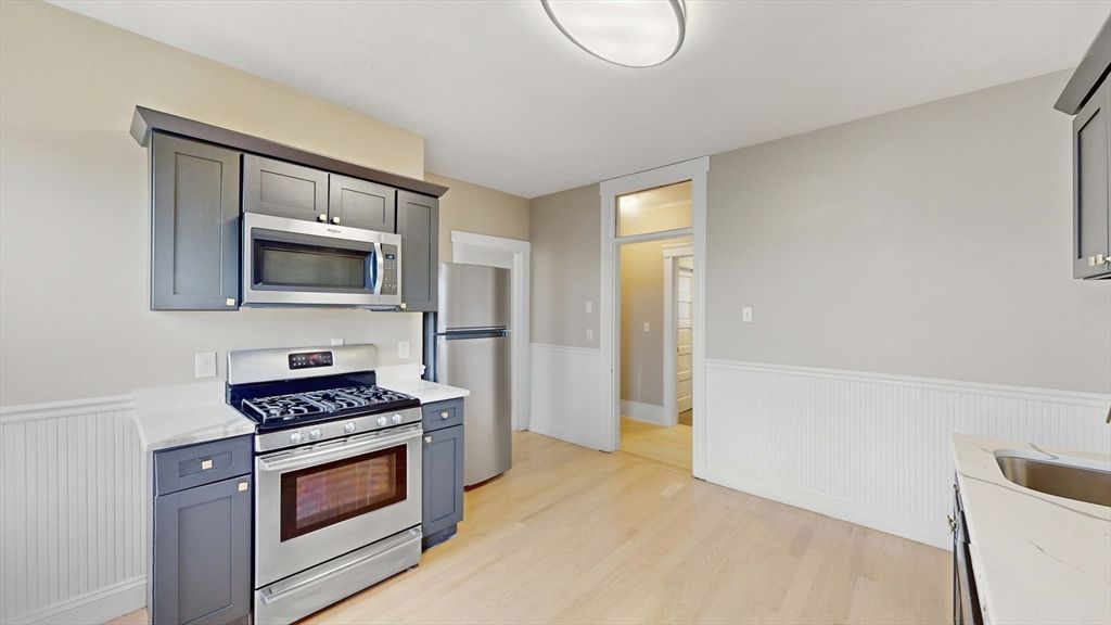 Interior, Kitchen, Stainless Steel Appliances, Wood Texture Flooring