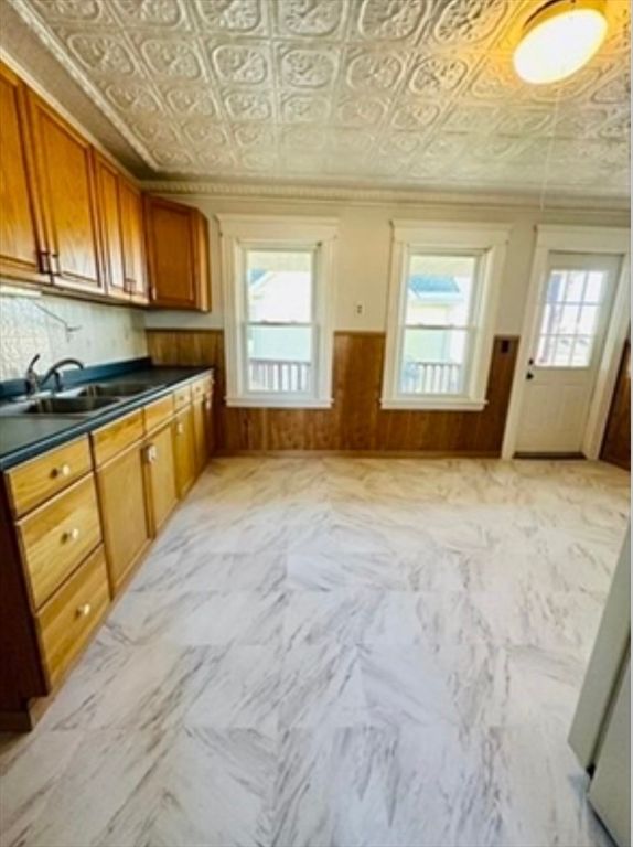 Interior, Kitchen, Marble, Wooden Walls