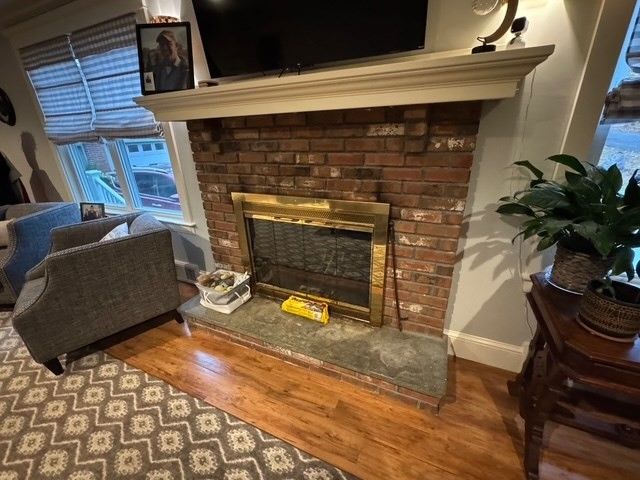 Fireplace, Interior, Stone Walls, Wood Texture Flooring