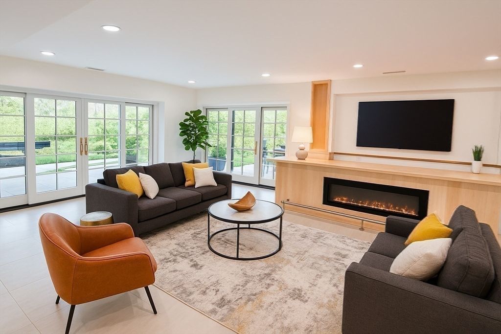 Fireplace, Interior, Living room, Recessed Lighting