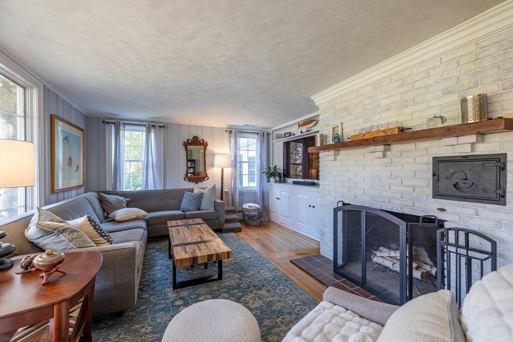 Fireplace, Interior, Living room, Stone Walls, Wood Texture Flooring