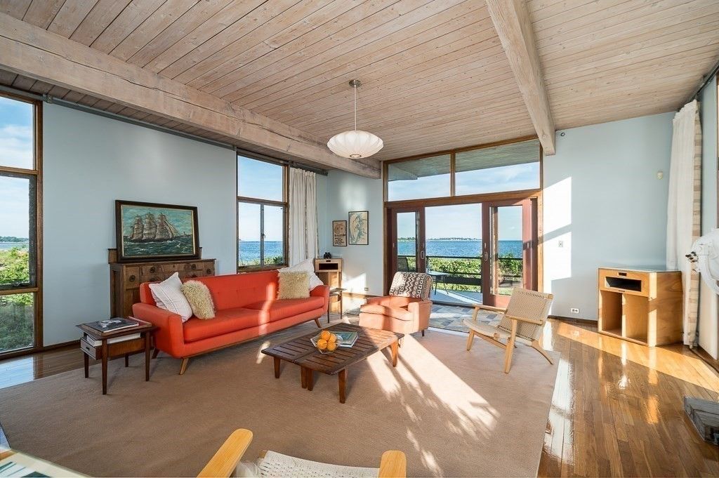 Interior, Living room, Pendant Lights, Water, Wooden Ceilings, Wood Texture Flooring