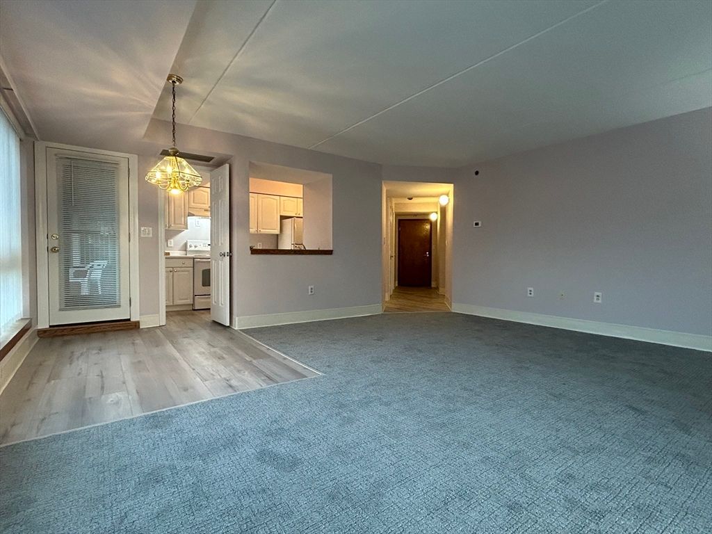 Empty room, Interior, Kitchen, Pendant Lights, Wood Texture Flooring
