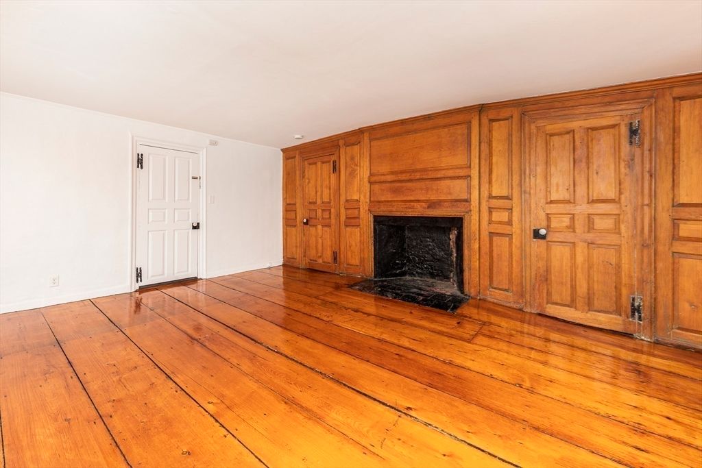 Empty room, Fireplace, Interior, Wood Texture Flooring, Wooden Walls