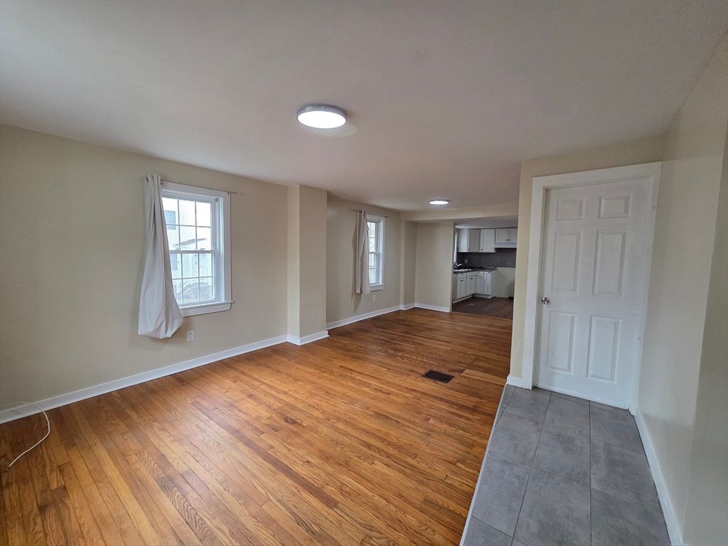 Empty room, Interior, Kitchen, Recessed Lighting, Wood Texture Flooring