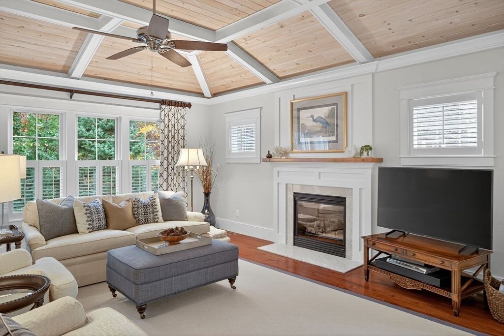 Fireplace, Interior, Living room, Wooden Ceilings, Wood Texture Flooring