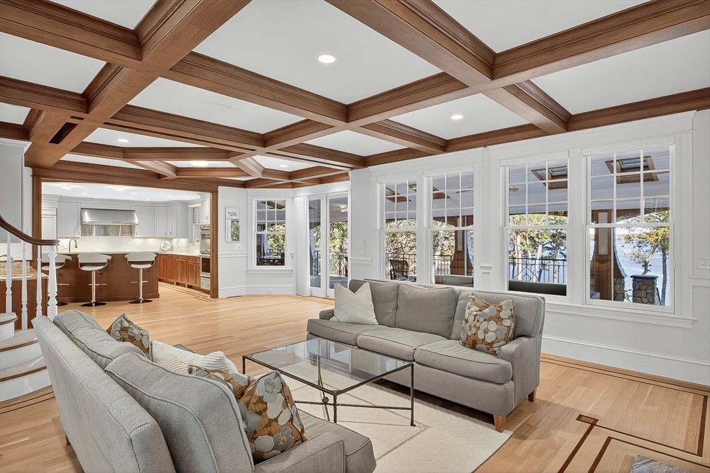 Interior, Living room, Recessed Lighting, Wooden Beams, Wood Texture Flooring