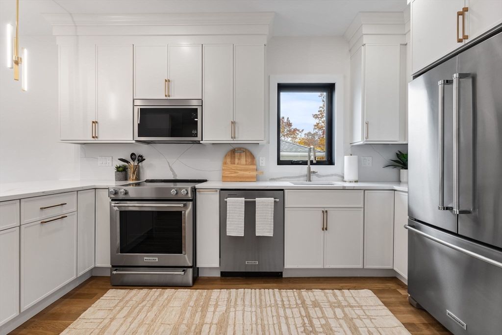 Interior, Kitchen, Stainless Steel Appliances, Wood Texture Flooring