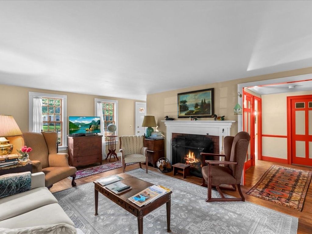 Fireplace, Interior, Living room, Wood Texture Flooring