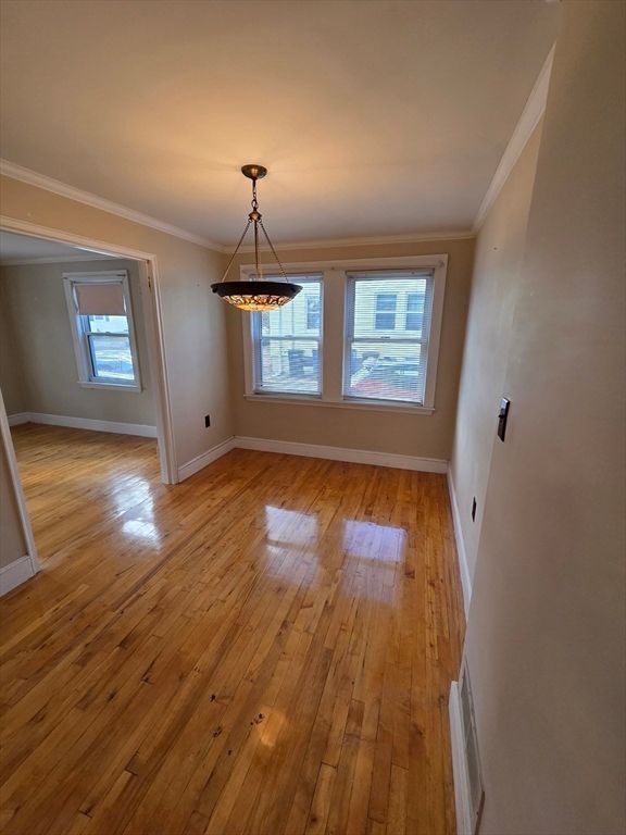 Empty room, Interior, Pendant Lights, Wood Texture Flooring