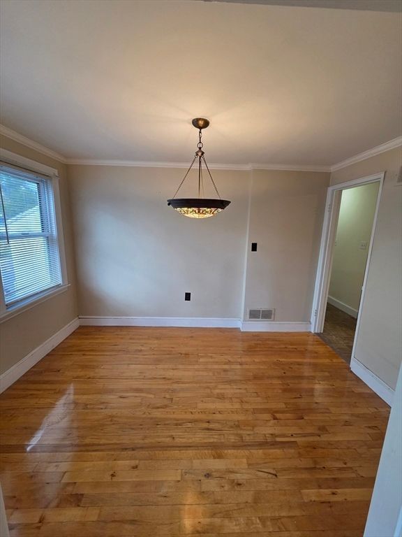 Empty room, Interior, Pendant Lights, Wood Texture Flooring