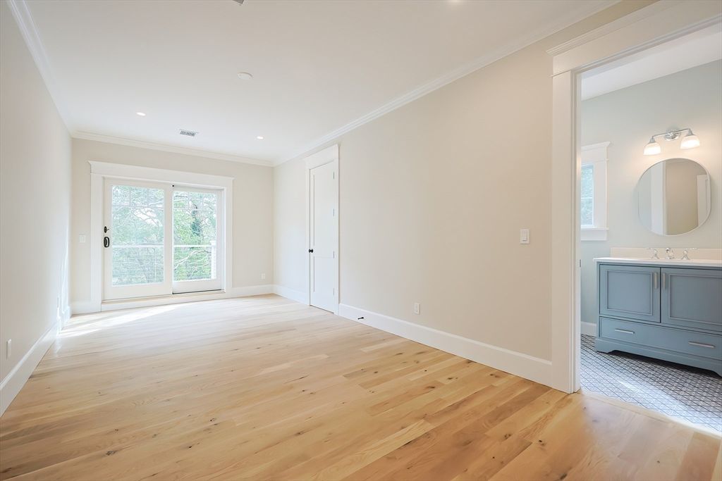 Bathroom, Empty room, Interior, Recessed Lighting, Wood Texture Flooring