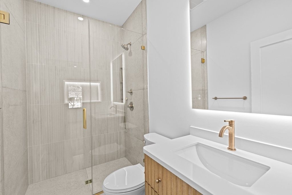 Bathroom, Glass Shower, Interior, Recessed Lighting