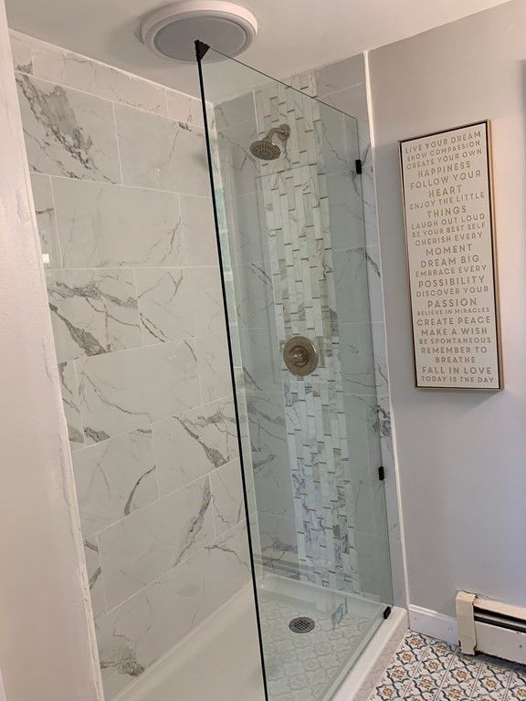 Bathroom, Glass Shower, Interior, Marble Walls