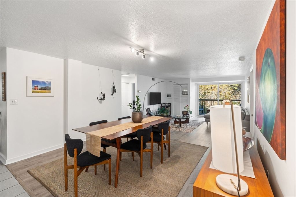 Dining room, Fireplace, Interior, Living room, Wood Texture Flooring