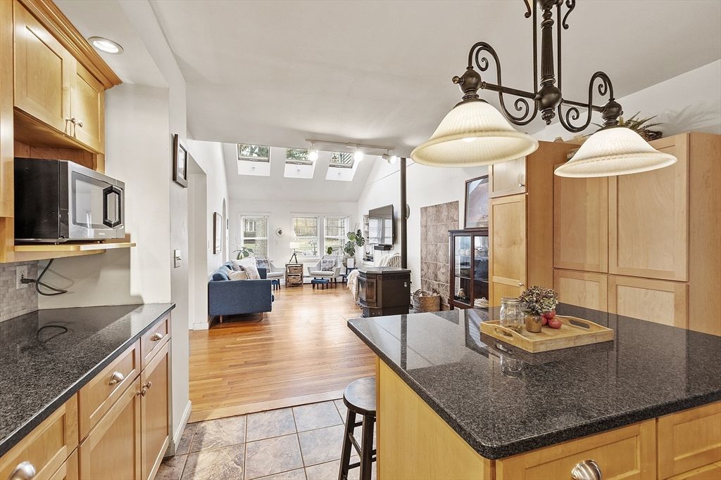 Interior, Kitchen, Living room, Recessed Lighting, Wood Texture Flooring