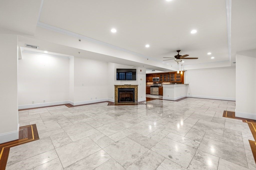 Empty room, Fireplace, Interior, Recessed Lighting