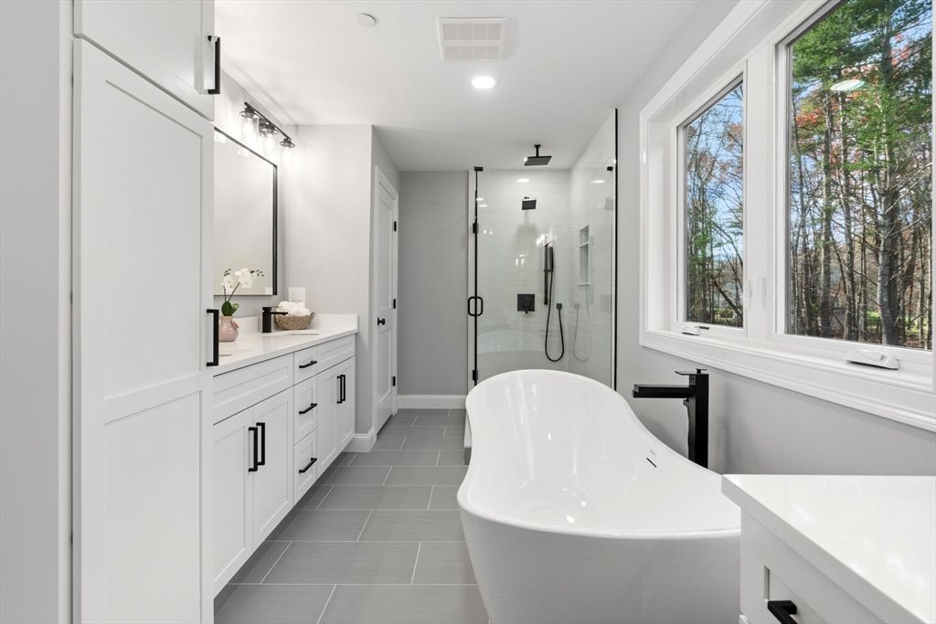 Bathroom, Dual Sink Vanities, Free Standing Baths, Glass Shower, Interior, Recessed Lighting