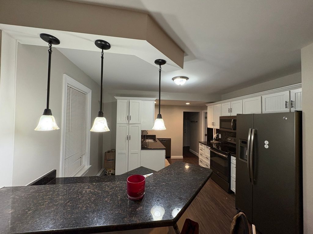 Interior, Kitchen, Pendant Lights, Stainless Steel Appliances, Wood Texture Flooring