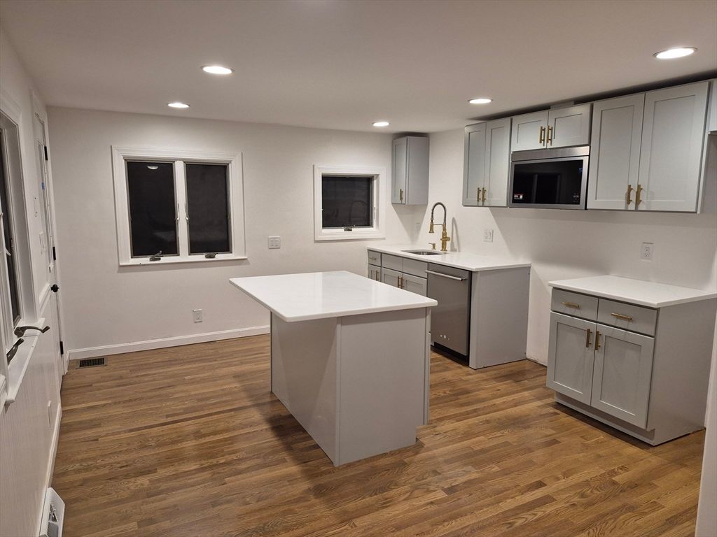 Interior, Kitchen, Recessed Lighting, Wood Texture Flooring